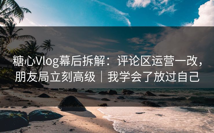 糖心Vlog幕后拆解：评论区运营一改，朋友局立刻高级｜我学会了放过自己