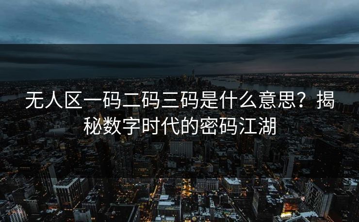 无人区一码二码三码是什么意思？揭秘数字时代的密码江湖