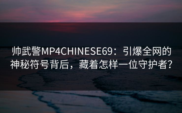 帅武警MP4CHINESE69：引爆全网的神秘符号背后，藏着怎样一位守护者？