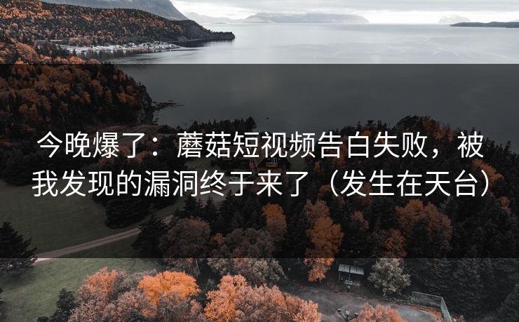 今晚爆了：蘑菇短视频告白失败，被我发现的漏洞终于来了（发生在天台）